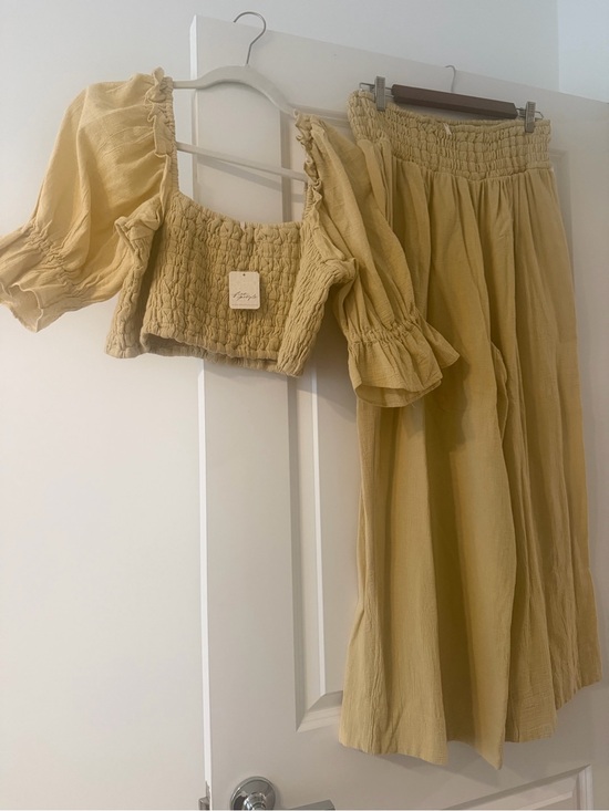 Free People Pants - Free People NWT Smocked Two Piece Set Neutral Size L